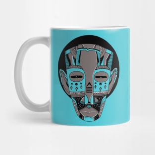 Blue Grey African Mask No 3 Mug